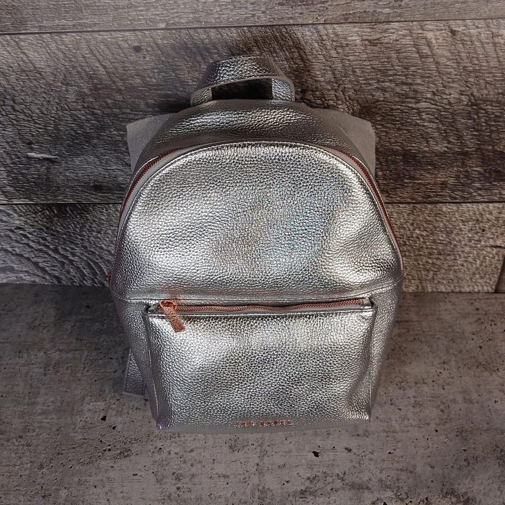 Ted Baker Silver Leather Backpack - Picture 8 of 10